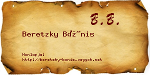 Beretzky Bónis névjegykártya